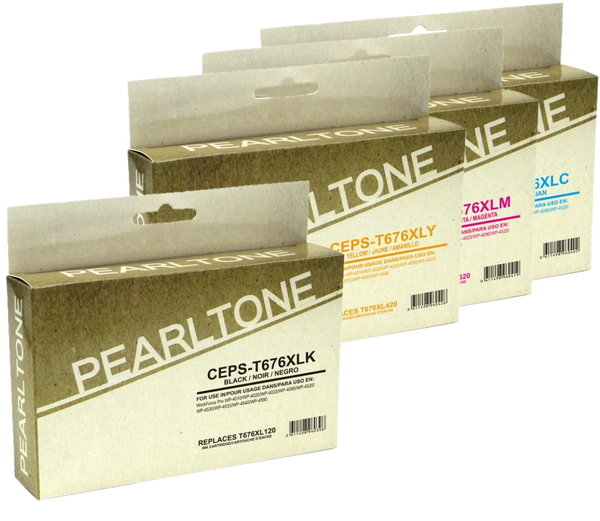 Pearltone® – Cartouche d'encre 676XL BK/C/M/Y rendement élevé paq.4 (T676XLCL4) – Modèle économique. - S.O.S Cartouches inc.